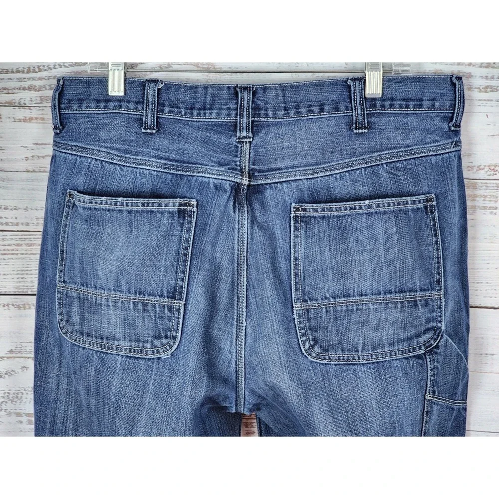 Vintage Old Navy Painters Jeans Mens 36x34 Med Blue Wash Denim Carpenter Utility